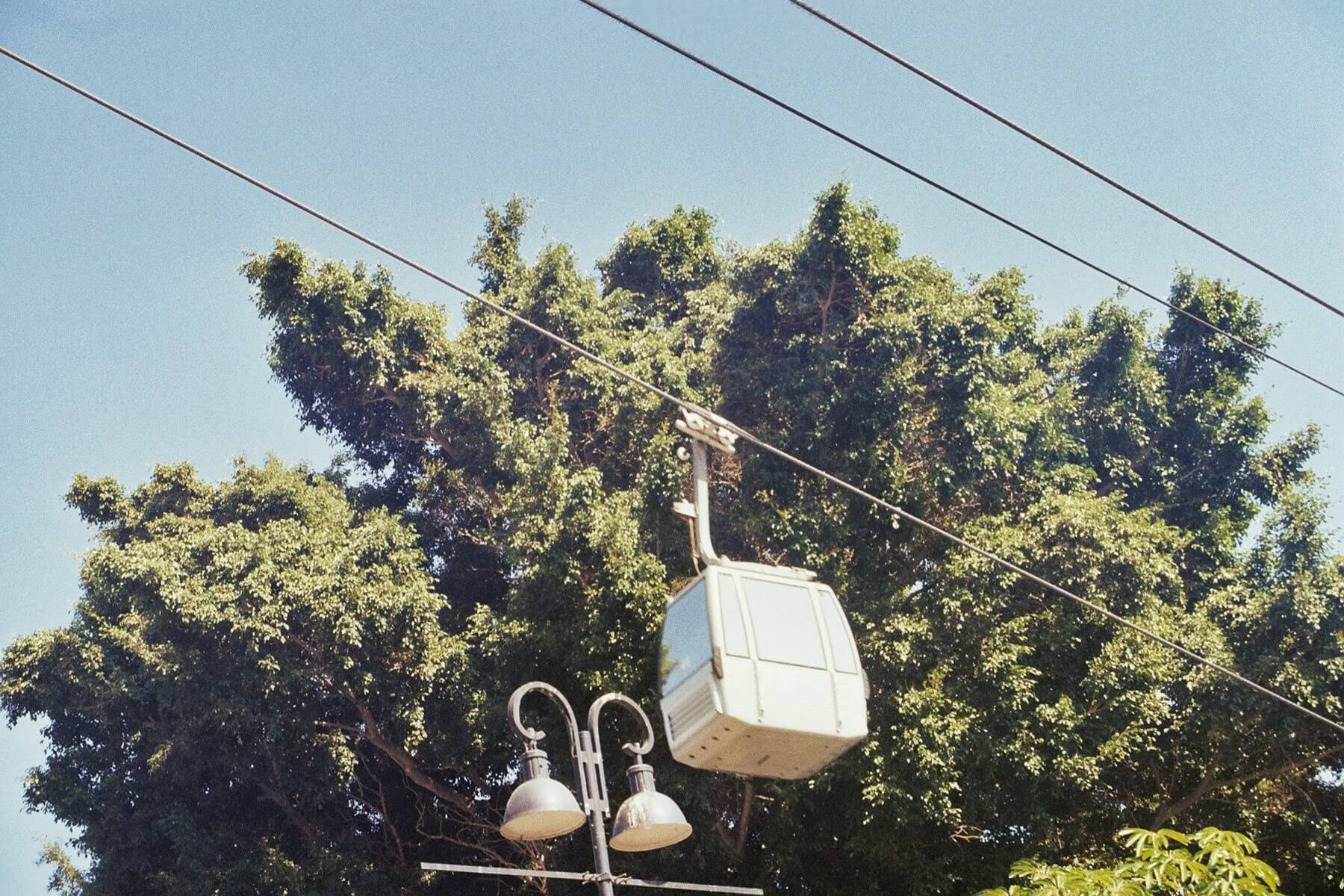 Photo of a old gondola lift in summer